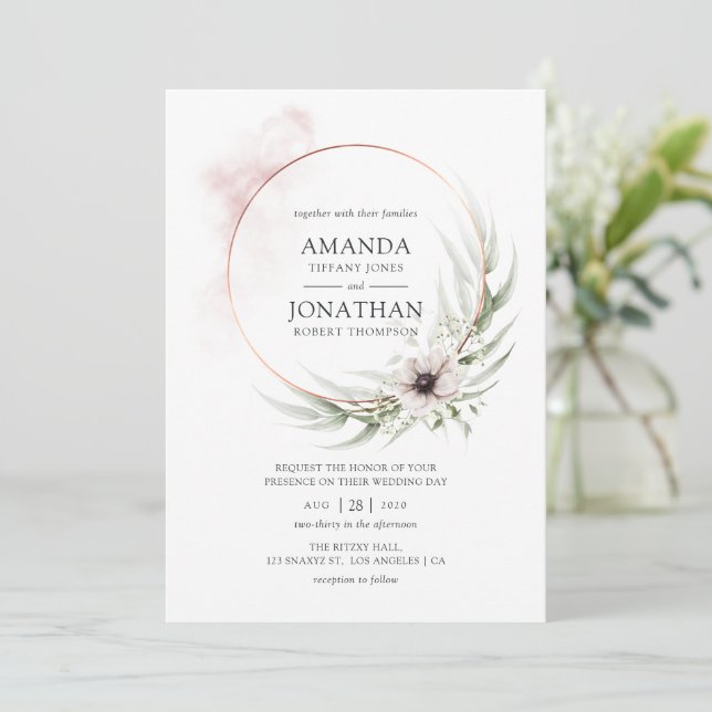 Eukalyptus Geometric Wedding Einladung (Stehend Vorderseite)
