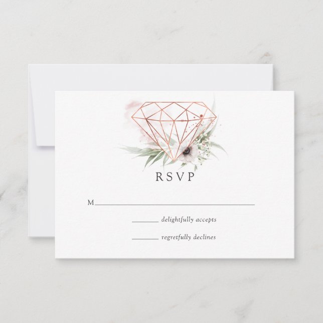 Eukalyptus Geometric Wedding RSVP Karte (Vorderseite)