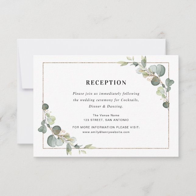 Eukalyptus geometrische Hochzeitskarte RSVP Karte (Vorderseite)