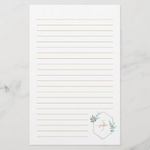 Eukalyptus-Gerahmtes Monogramm Briefpapier