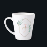 Eukalyptus-Gerahmtes Monogramm Milchtasse<br><div class="desc">Schönes Watercolor Blumengarten Monogram Design in sanften Pastellfarben.</div>
