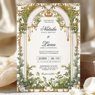 Eukalyptus Gilded Arch Wedding Einladung