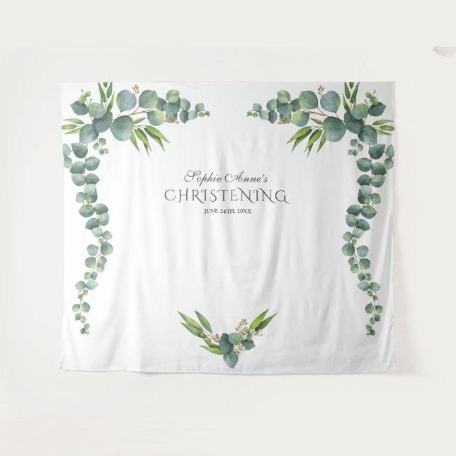 Eukalyptus Girl Christening Prop Wandteppich (Vorderseite (Horizontal))