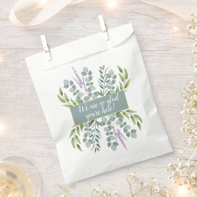Eukalyptus Glad Sie sind hier Hochzeitsnachricht Geschenktütchen (Ausgeschnitten)