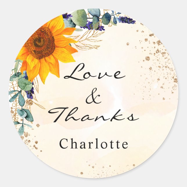 Eukalyptus-Glitzer-Monogramm Runder Aufkleber (Vorderseite)