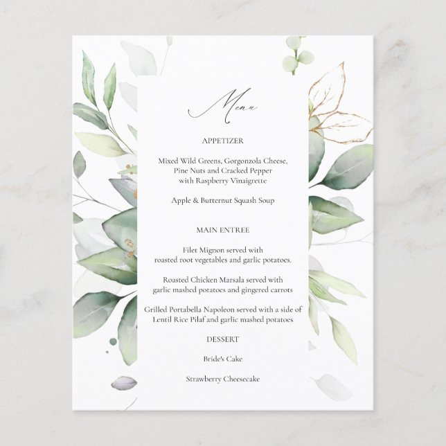 Eukalyptus Glow Gold Green Menu 2 Flyer (Vorne)