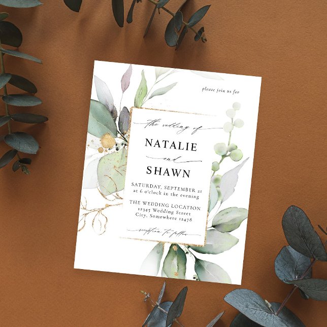 Eukalyptus Glow Gold Greenerity Wedding Flyer (Von Creator hochgeladen)