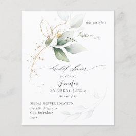 Eukalyptus Glow Gold Greenery Brautparty Flyer