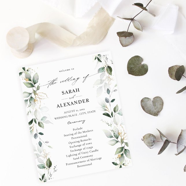 Eukalyptus Glow Gold Hochzeit 2 Flyer (Von Creator hochgeladen)