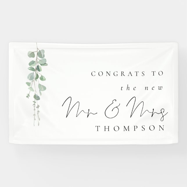 Eukalyptus-Glückwunsch an die Neue Frau Name Weddi Banner (Horizontal)