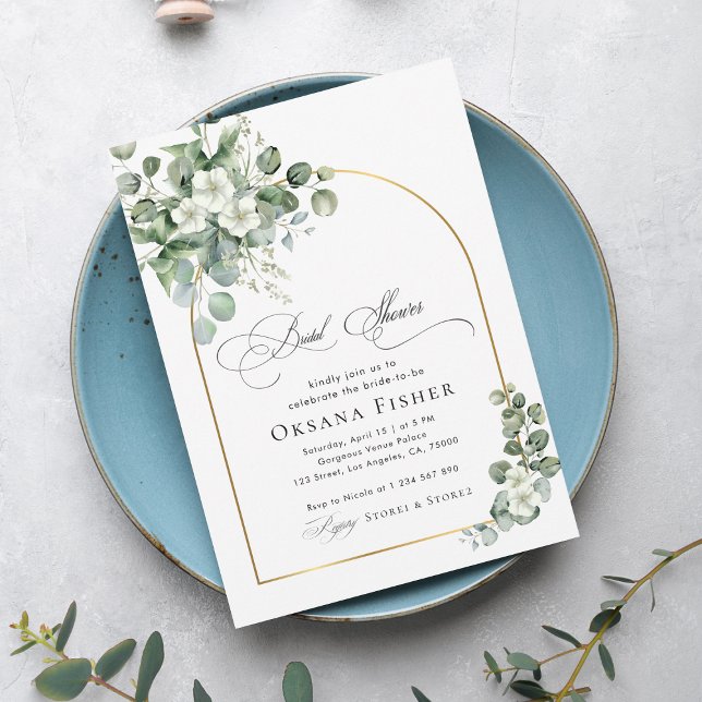 Eukalyptus-Gold-Arch-Chic-Brautparty Einladung (Von Creator hochgeladen)