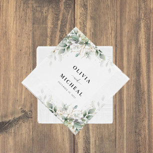 Eukalyptus Gold Blumengrün Wedding Napkins Serviette