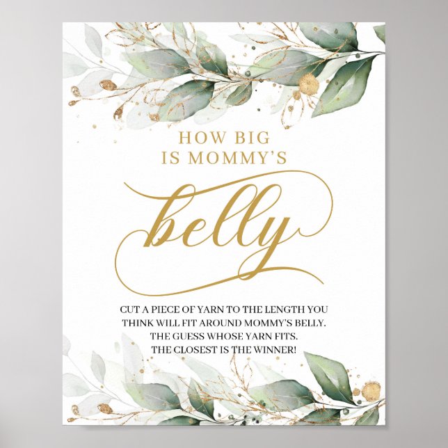 Eukalyptus gold boho wie groß ist Mama-Bauchzeiche Poster (Vorne)