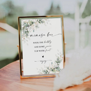 Eukalyptus Gold Brautparty Mimosa Bar Sign Sockelschild