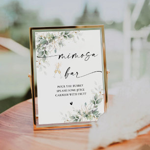 Eukalyptus Gold Brautparty Mimosa Bar Sign Sockelschild