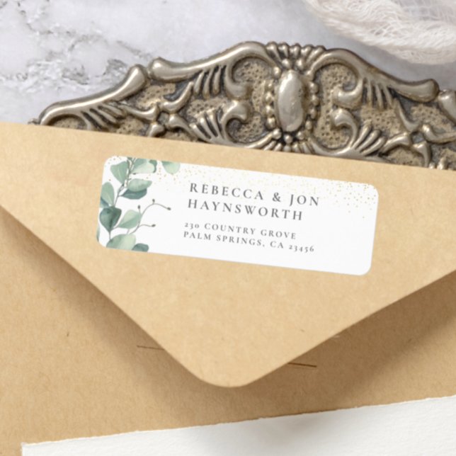 Eukalyptus & Gold Confetti Wedding (Return Address Label Mock-up)