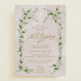 Eukalyptus Gold Cross Wreath Baptisse Einladung