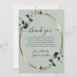 Eukalyptus Gold Elegante Script Sage Green Wedding Dankeskarte
