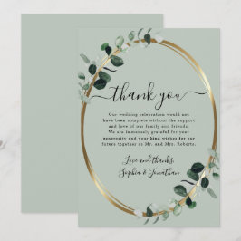 Eukalyptus Gold Elegante Script Sage Green Wedding Dankeskarte