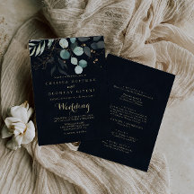 Eukalyptus Gold Floral Blue Front & Back Wedding