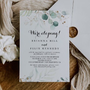 Eukalyptus Gold Floral Elopement Empfang Einladung