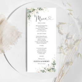 Eukalyptus Gold Floral Greenerity Wedding Menu Menükarte