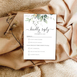 Eukalyptus Gold Floral Greenerity Wedding RSVP Car