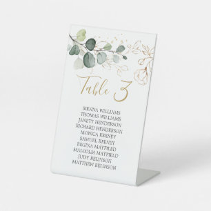 Eukalyptus Gold Floral Seekarte Tischnummern Sockelschild