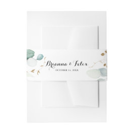 Eukalyptus Gold Floral Wedding Einladung Einladungsbanderole