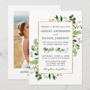 Eukalyptus Gold Foto Wedding Einladung