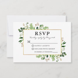 Eukalyptus Gold Frame Wedding RSVP Karte