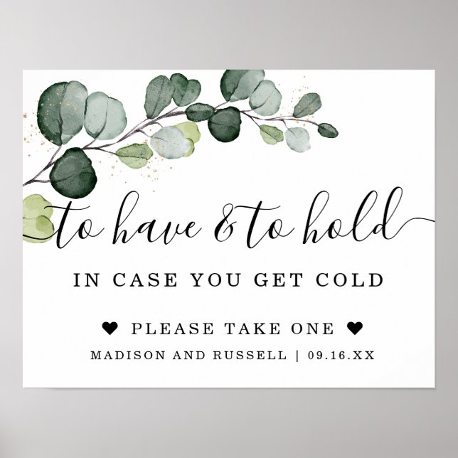 Eukalyptus Gold für Hochzeitsskripte Poster (Vorne)