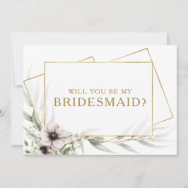 Eukalyptus Gold Geometric Bridesmaid-Vorschlagskar Einladung