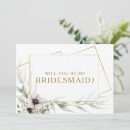 Eukalyptus Gold Geometric Bridesmaid-Vorschlagskar Einladung