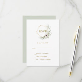 Eukalyptus Gold Geometric RSVP Card Karte
