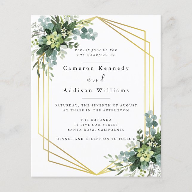 Eukalyptus Gold Geometric Wedding Flyer (Vorne)