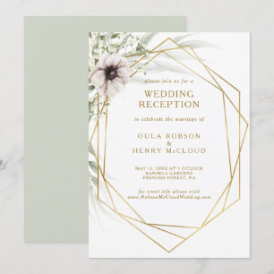 Eukalyptus Gold Geometric Wedding Reception Einladung