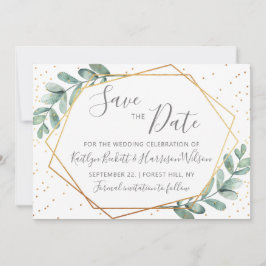 Eukalyptus Gold Geometric Wedding Save The Date