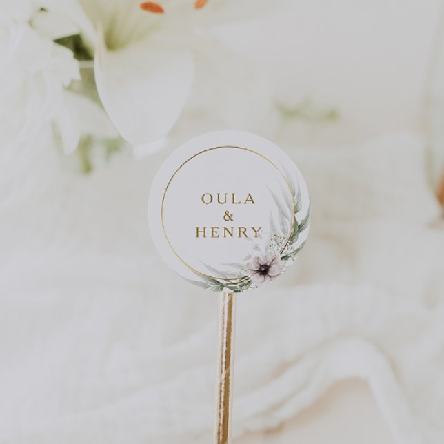 Eukalyptus Gold Geometric Wedding Umschlag Aufkleb Runder Aufkleber (Von Creator hochgeladen)