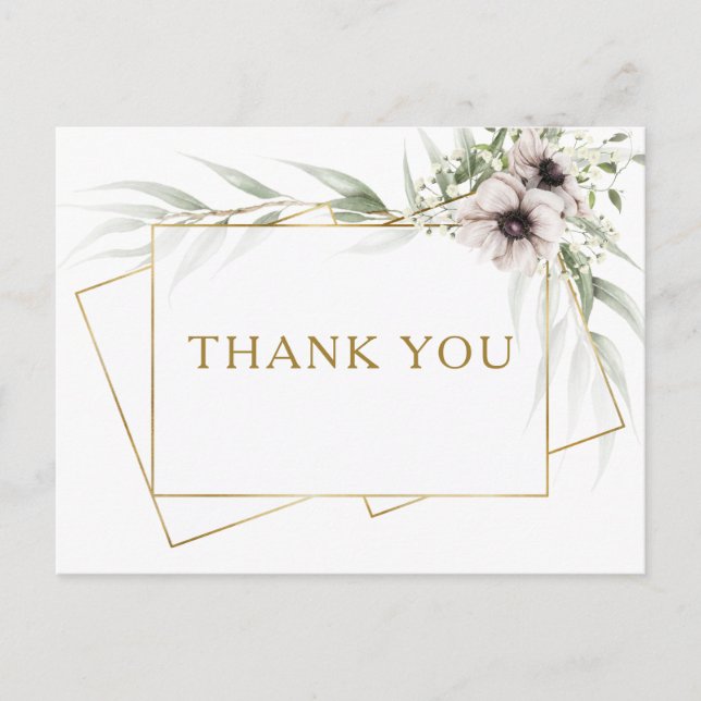 Eukalyptus Gold Geometric Wedding Vielen Dank Postkarte (Vorderseite)