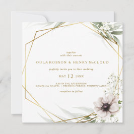 Eukalyptus Gold Geometrische Hochzeit Einladung