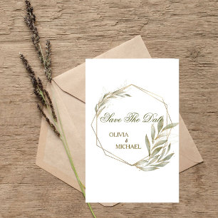 Eukalyptus Gold Geometrischer Rahmen Save the Date Einladung