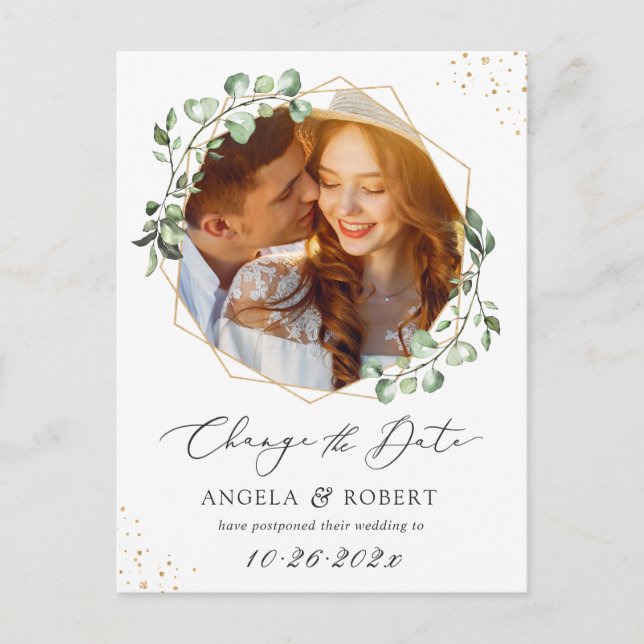 Eukalyptus Gold Geometrisches Foto Ändern des Datu Postkarte (Vorderseite)