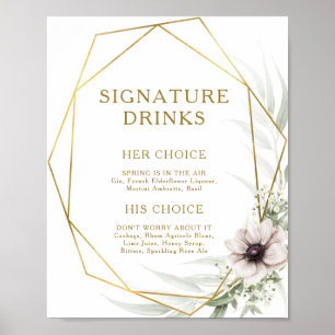 Eukalyptus-Gold-Geometrisches-Signatur-Getränke-Sc Poster