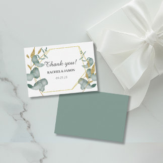 Eukalyptus Gold Glitzer Foliage Wedding Vielen Dan Mitteilungskarte