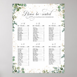 Eukalyptus Gold Glitzer - Green Wedding Charts Poster