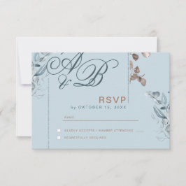 Eukalyptus Gold Glitzer - Grüne Hochzeit RSVP 2 Karte