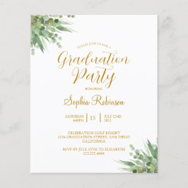 Eukalyptus Gold Graduation Party Einladung