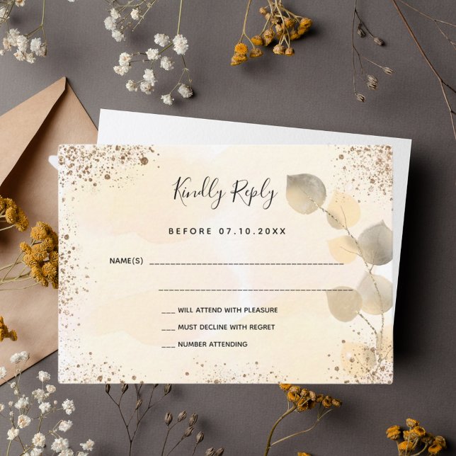 Eukalyptus gold Hochzeit im Herbst UAWG Note Card Mitteilungskarte (Von Creator hochgeladen)