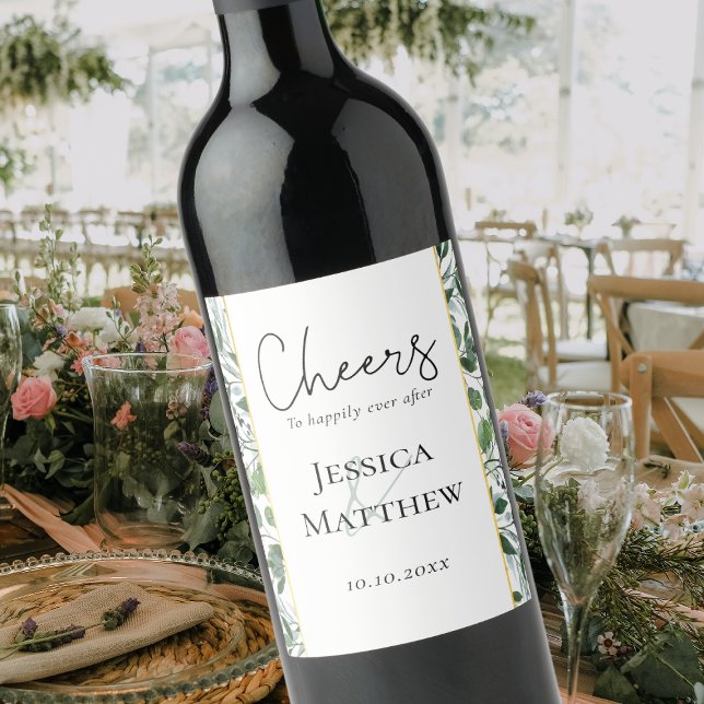 Eukalyptus Gold Hochzeitsreise Weinetikett (Rustic Eucalyptus Gold Foil Wedding Wine Label)